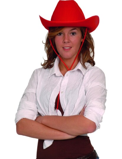 Western Rød Cowboyhatt For Voksne.Size-One Size Western Rød Cowboyhatt For Voksne.Size-One Size