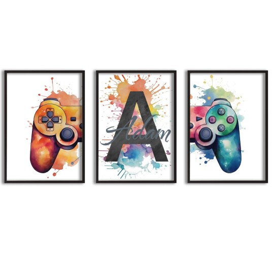 Namly Design Personalisert Plakat Playstation Navneplakat Sett med 3 POSTER1LPIHT