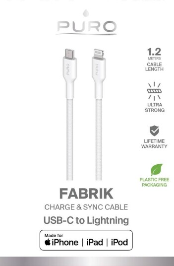 Puro Fabric - Kabel W Oplocie Heavy Duty Usb-C Do Usb-C 1,2M (Biały)