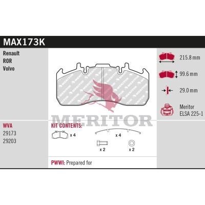 Bremseklosser MERITOR MAX173K Bremseklosser MERITOR MAX173K