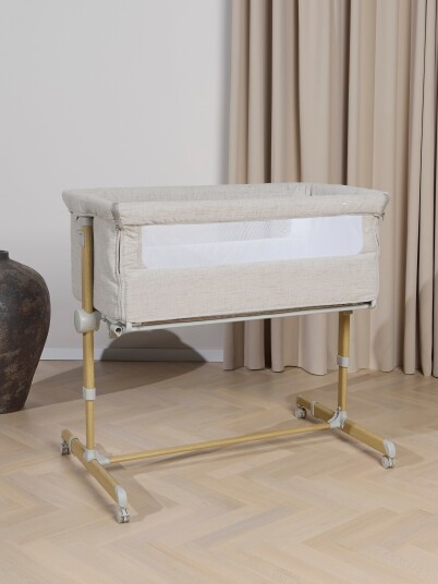 Beemoo CARE Calm Bedside Crib, Light Grey