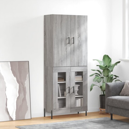 vidaXL Highboard grå sonoma 69,5x34x180 cm konstruert tre 8720845409944