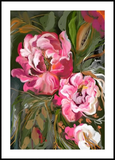 Expressive Pink Peonies Plakat Plakat / 100x150cm