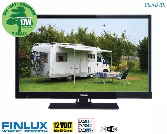 Finlux 22" Smart TV med DVD, Full HD, 12V/230V for Caravan og Båt