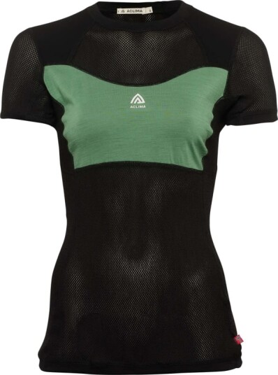 Aclima Women's WoolNet Light T-Shirt XS, Jet Black/Dark Ivy