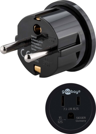 Goobay Reiseadapter Type F til USA/Japan Svart Goobay Reiseadapter Type F til USA/Japan Svart