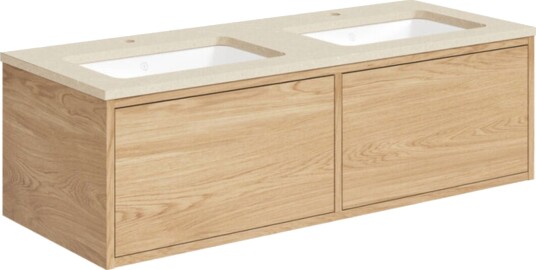 Gustavsberg Ducentic Servantskap med Benkeplate Lys eik / 120cm Dobbel Beige Royal 1 Hull for Kran