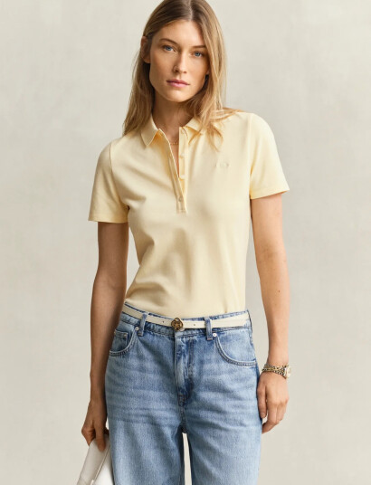GANT Slim Shield Ss Pique Polo   Yellow   XS