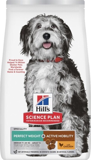 Hill'S Science Plan Perfect Weight & Active Mobility Adult 1+ Medium Med Kylling 2 X 12 kg