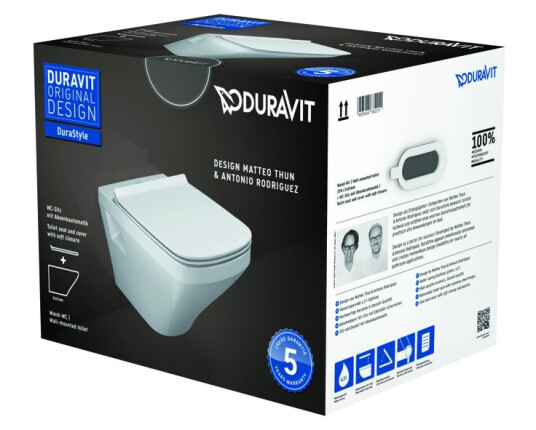 Duravit DuraStyle Vegghengt toalett 370x540 mm, Hvit med HygieneGlaze Duravit DuraStyle Vegghengt toalett 370x540 mm, Hvit med HygieneGlaze