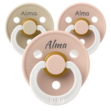 Bibs Colour NightStr. 1 0-6 Md. Symmetrisk  LateksSmokker Med Navn