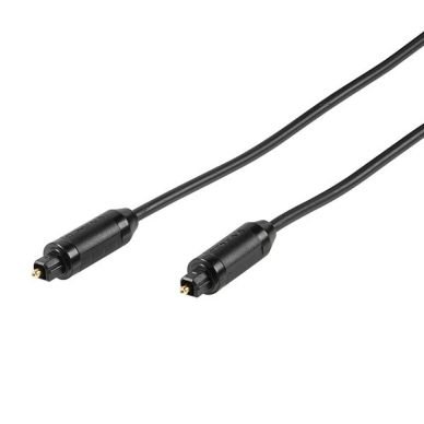 Vivanco Toslink Audiokabel 2m gullbelagt, optisk lydkabel, svart
