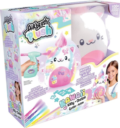 Airbrush Plush Kawaii Kitty Kosedyr 23 cm Hvit Rosa Figurer