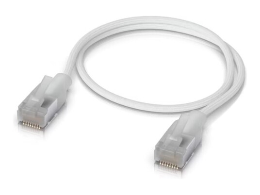 Ubiquiti Unifi Koblingskabel Rj-45 Hann Til Rj-45 Hann 30 Cm 3 Mm Skjermet Cat 6A Med Støvel Innendørs Hvit