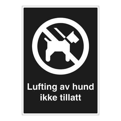 Jo Safety Lufting av hund ikke tillatt skilt Alu med refleks A5 Privatrettslige 6308056RAA5 Jo Safety Lufting av hund ikke tillatt skilt Alu med refleks A5 Privatrettslige 6308056RAA5