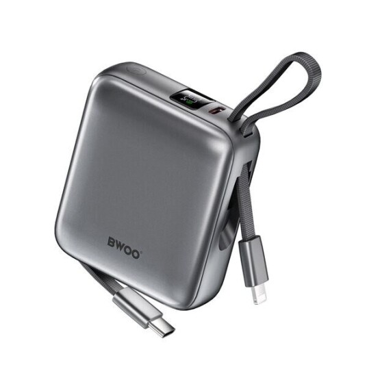 BWOO P74 Powerbank 22,5 W 10000 mAh med innebygd USB C og Lightning