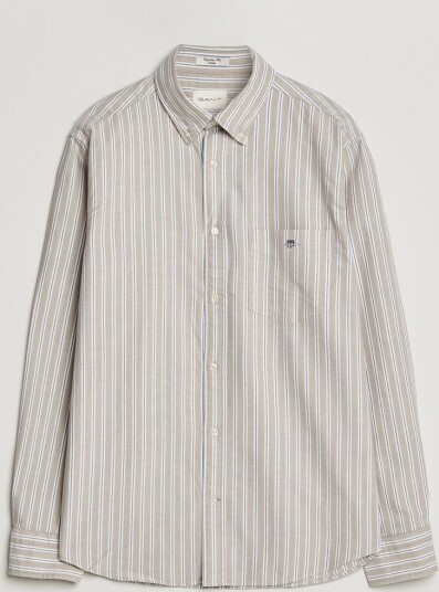 Gant Regular Fit Classic Striped Oxford Shirt Light Taupe