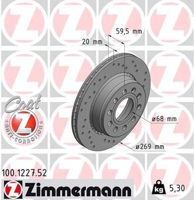 Bremseskive ZIMMERMANN 100.1227.52 Bremseskive ZIMMERMANN 100.1227.52