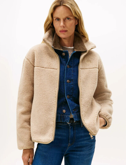 Tommy Hilfiger Teddy Zip Up Reg Jacket - Beige - L