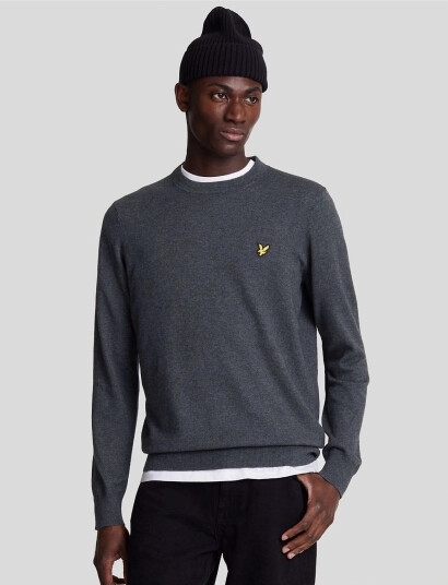 Lyle & Scott Cotton Merino Crew Neck Jumper - Grey - XS Lyle & Scott Cotton Merino Crew Neck Jumper - Grey - XS