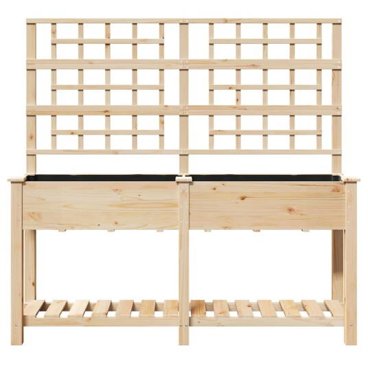 Hageplanter med espalier og hylle 161x43x152 cm Massivt furutre