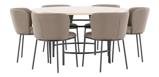 Spisegruppe Venture Home Copenhagen Ø140 cm med 6st Edina Spisestoler