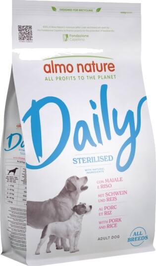 Almo Nature Daily Sterilised All Breeds Tørrfôr Svin & Ris 2x1.2kg