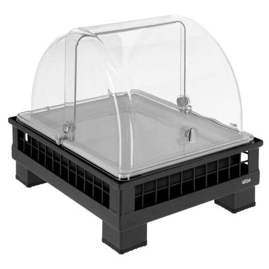 VEGA Kjøledisplay Portland melamin hvit GN 1/2; Størrelse GN 1/2 35.2x29x29.9 cm (LxBxH); Antrasitt/Transparent/Hvit; Rektangulær
