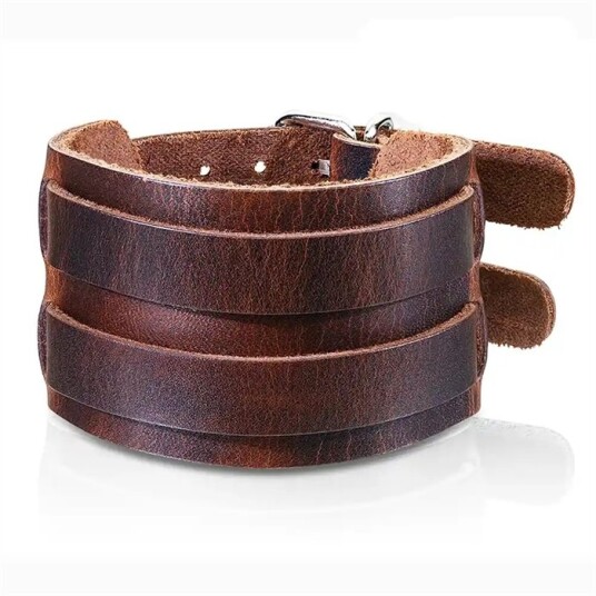 Brekk armbånd i imt . skinn brun Brekk armbånd i imt . skinn brun