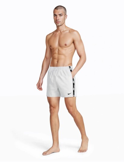 NIKE SWIM Nike Breaker Logo Tape 5" Volley Short   White   S