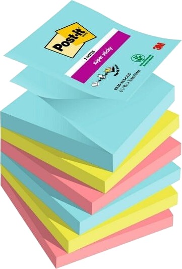 Post It R330 6Ss Mia Firkant Akva Limefarget Rød Papir 76 Mm 76 Mm 90 Ark