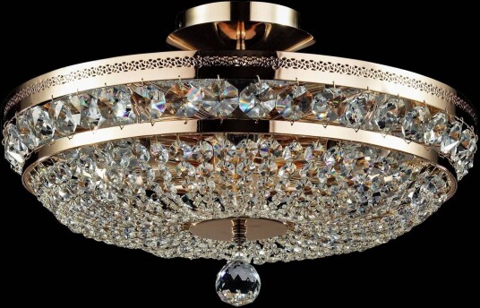 Maytoni Krystall taklampe Ottilia, dimbar, Messing / gull, Stue / spisestue, Metall