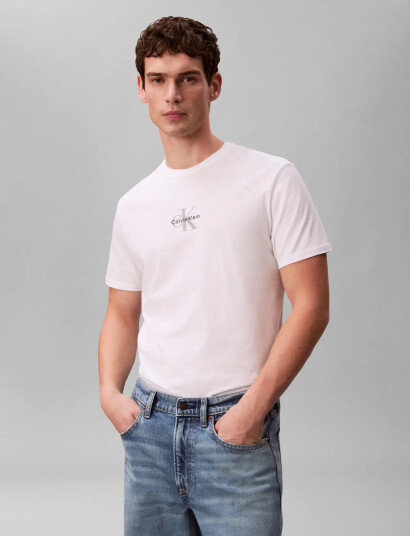 Calvin Klein Jeans Ss 30S Micro Monologo Graphic Te White XL