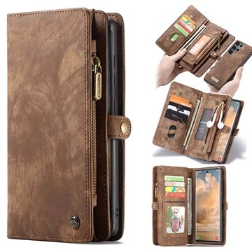 Caseme 2-i-1 Multifunksjonell Samsung Galaxy S22 Ultra 5G Lommebok-deksel Brun