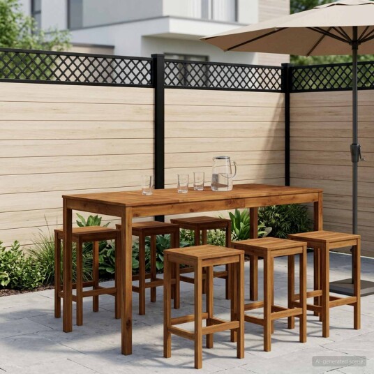 vidaXL Hagebarbord Naturlig 196 x 80,5 x 105 cm Solid akasietre