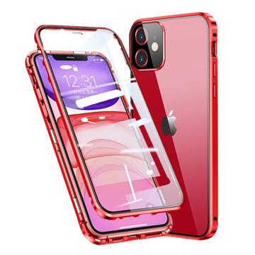 iPhone 11 Magnetic Deksel med Herdet Glass Rød