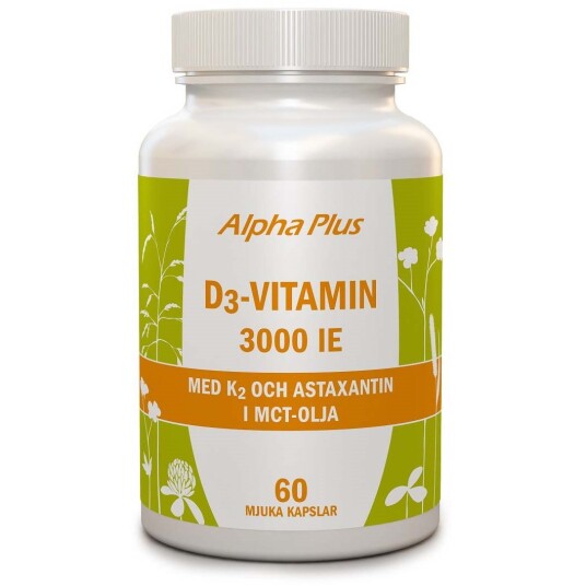 Alpha Plus D3-vitamin 3000 IE + K2 60 stk Alpha Plus D3-vitamin 3000 IE + K2 60 stk