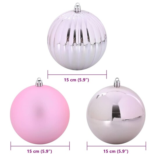 Julekule Sett 9 pcs Rosa Plast Julekule Sett 9 pcs Rosa Plast