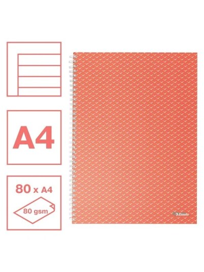 Esselte Colour"Breeze A4 Notebook lined wirebound Coral