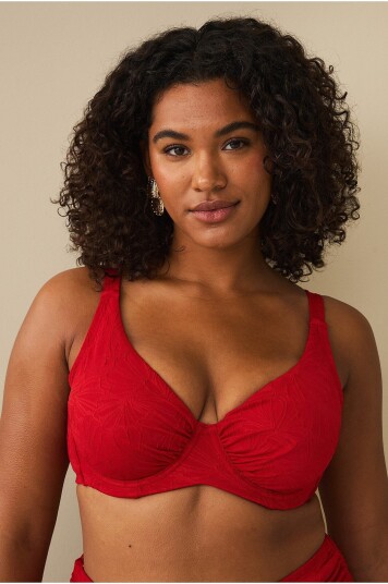 Ellos Plus collection Bikini BH med strukturmønstre Rød Ellos Plus collection Bikini BH med strukturmønstre Rød