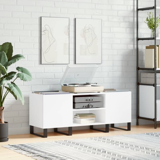 Hifi benk hvit 121x38x48 cm konstruert tre Hifi benk hvit 121x38x48 cm konstruert tre
