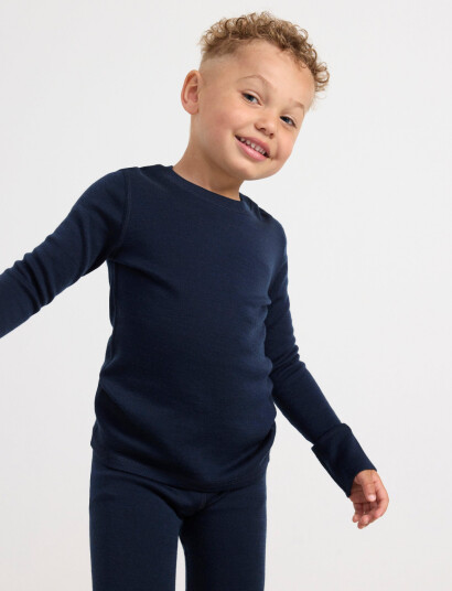 Lindex Top Merino Wool Solid - Blue - 128/134 Lindex Top Merino Wool Solid - Blue - 128/134