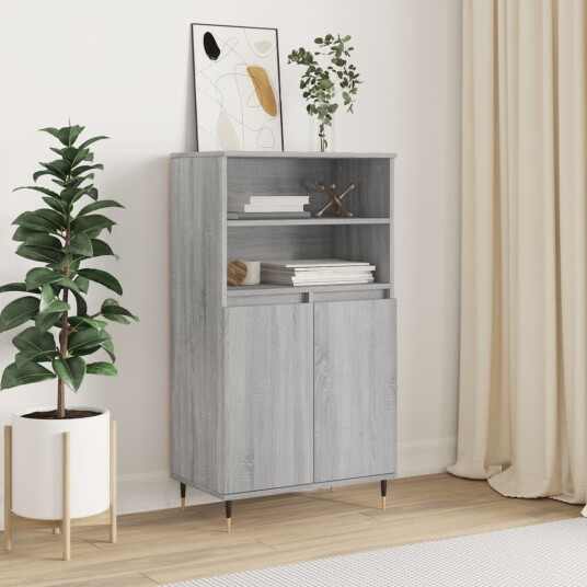 vidaXL Highboard grå sonoma 60x36x110 cm konstruert tre