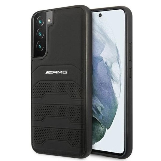 Mercedes AMG Hardcase Lærdeksel til Samsung Galaxy S22+ Svart Debossed Lines