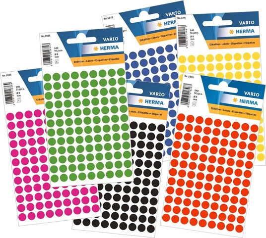 HERMA Rund selvklebende etikett Ø8mm 540 pk Gul