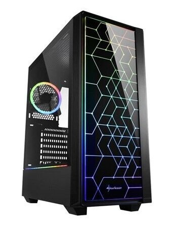 Sharkoon RGB LIT 100 Midi Tower Kabinett Svart for Gaming ATX