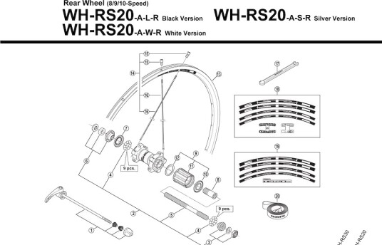Shimano eiker til bakhjul modell WH-RS20-A 302mm lang sølv