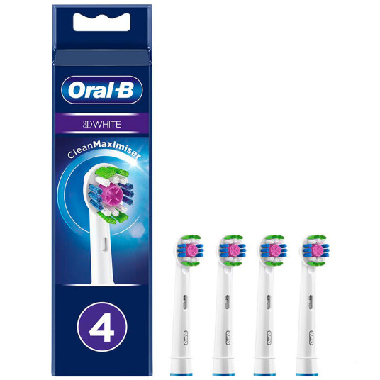 4 stk. Oral B 3D White børstehoder CleanMaximiser