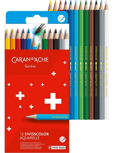 Caran D'Ache Swisscolor akvarell blyanter 12 farger Caran D'Ache Swisscolor akvarell blyanter 12 farger