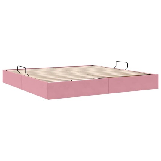 Seng med Oppbevaring med madrass Rosa 200 x 200 cm Fløyel